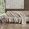 Milam London 100% Cotton Large Throw For Sofas | Beds | Settees | Bed Throw Double Size | Sofa Throws Large 2 Seater | Cotton Blanket | 200 x 230 cm Beige