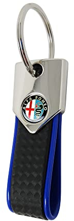 4R Quattroerre.it Schlüsselanhänger Elite Alfisti Carbon Silber Holographisch mit Alfa Logo, Carbon Blau, One size