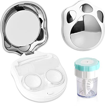 Lasiyanor Portable Contact Box with Mirror Tweezers Remover Tool Solution Bottle for Daily Outdoor Use Silver 2 Daily Use, Silver 2, For everyday use
