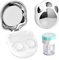Lasiyanor Portable Contact Box with Mirror Tweezers Remover Tool Solution Bottle for Daily Outdoor Use Silver 2 Daily Use, Silver 2, For everyday use