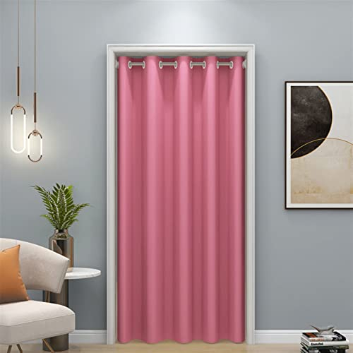 LIVEINU Türvorhang Blickdicht Thermo Gardinen Vorhang mit Ösen Schlaufenschal Thermogardine Thermovorhang Kälteschut Wärmeisolierend für Schlafzimmer Tür Schrank Vorhang Rosa 120x200cm
