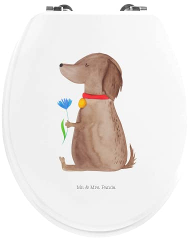 Mr. & Mrs. Panda Motiv WC Sitz Hund Blume - Geschenk, Hunde, Tierliebhaber, Toilette, Hundebesitzer, Hundespruch, Klodeckel, Toilettendeckel,