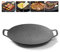 Rund Grillpfanne Gusseisen, Koreanische Grillpfanne Bbq Grillplatte, Antihaft Grillpfanne Bratpfanne mit Doppelgriff, 30cm Gusseiserne Pfanne für Grill, Gasherd, Induktion, Indoor, Camping, Picknick (