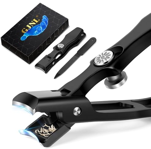 Coupe Ongle Pied, GJNL Coupe Ongles dur et epais à tête inclinée pour personnes âgées, professionnel Pinces à Ongles allemand avec large ouverture de mâchoire Nail Clipper (Gris noir)