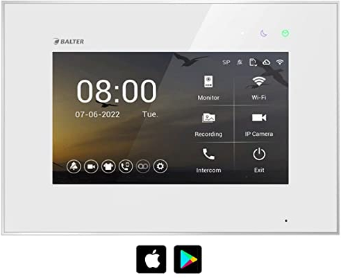 Nonic Balter EVO HD 7 Videostation WiFi Weiß (Touchscreen HD-Bildschirm, 2-Draht Bus, Plexiglas) Zusatzmonitor (Mit App)