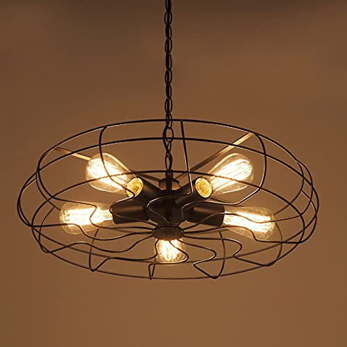 Lustre Lustre Luxueux, Lustre De Ventilateur en Fer Forgé Rétro Industriel Créatif E27 Ventilateur De Plafond Loft Lumière Industrielle Abat-Jour Forgé Lampe 5 Lumières Good