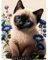 EOBROMD Diamond Painting Kit Completo Gato Siamés, Pintura de Diamante Adultos Niños, Punto de Cruz Diamante Animale, Cuadro Diamante Art Rhinestones Bordado para Decoración Hogar 30x40cm
