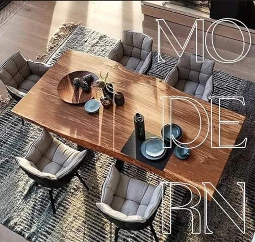 designs4yourhome Esstisch 220x70cm, echte Baumkante, massiver Holztisch aus Nussbaum, Schwarze Metallbeine, Baumkantentisch, Esstisch für bis zu 6 Personen Esstisch Madrid (Nussbaum+V-Gestell, 230x70)