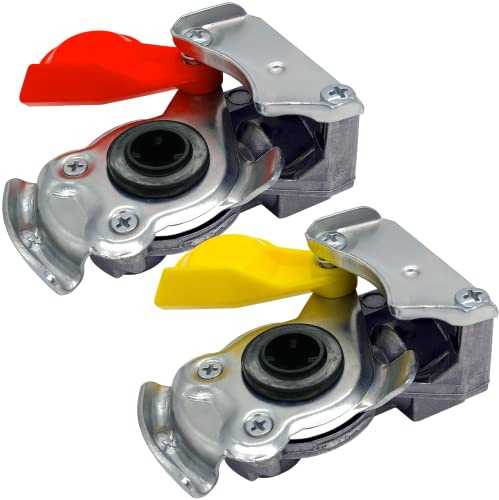 Kupplungskopf rot gelb M22 Set mit Ventil für LKW Zugmaschine Traktor Druckluft