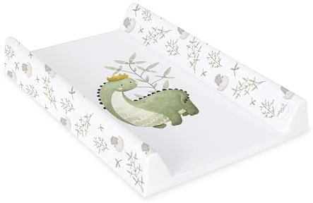 Ceba Baby® Wickelauflage Wickelunterlage - 2 Keil Wickelmulde fürs Babybett 70x50 cm - Wickeltischauflage mit OEKO-TEX® Standard 100 - Made in EU - Wasserdicht und Abwaschbar - König der Dinosaurier