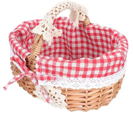 DIKACA Aufbewahrungskorb Aus Rattan Schlichter Snackkorb Elegantes Design Küchen- Und Gemüsekorb Zur Aufbewahrung Picknickkorb Look