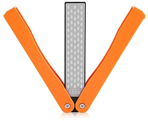 2PCS Dual Grit Diamond Sharpening Stone, 400/600 Grit Handheld Knife Sharpener Folding Pocket Size Knife Tool Sharpener for Sharpening Knife, Garden Shears(Orange)