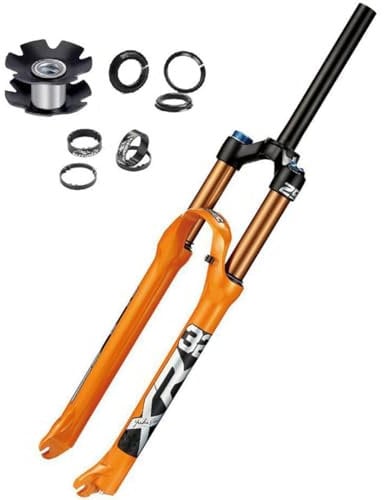 Mountain Bicycle Suspension Forks 26 27.5 29 Inch Ultra-Light MTB Bike Front Fork 120mm Travel 28.6 Threadless Straight Steerer Quick Release 9 * 100MM (Color : Orange, Size : 26inch)