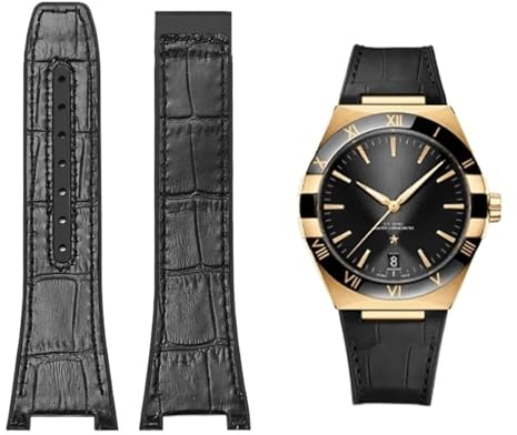 ORFKMF Armband für Omega Constellation Double Eagle Serie, Manhattan, Gummi, Rindsleder, männlich, Beobachtungsband, Kerbe, 25–14 mm, 25-14mm, Achat