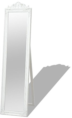 Rantry Miroir sur pied style baroque 160x40cm Blanc Miroirs