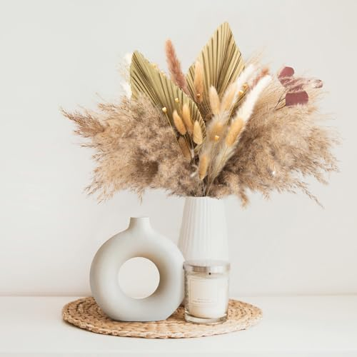 N&T NIETING Pampasgras Deko, 88 Stück Natürliches Getrockneten Blumen Pampasgras, Getrocknete Pampasgrasdekoration, Trockenblumen für Home Hochzeits Tischdekoration Boho Deko