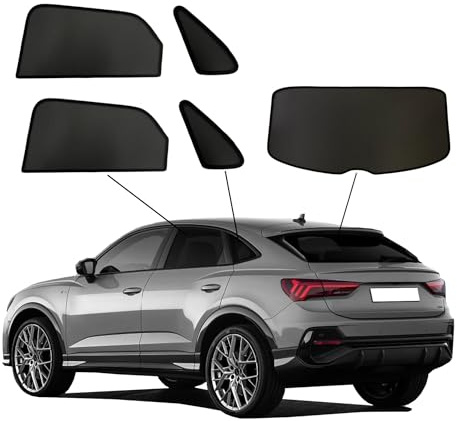 Premium SunClip Auto Sicht- & Sonnenschutz kompatibel mit Audi Q3 Sportback 2019- INKL Tasche