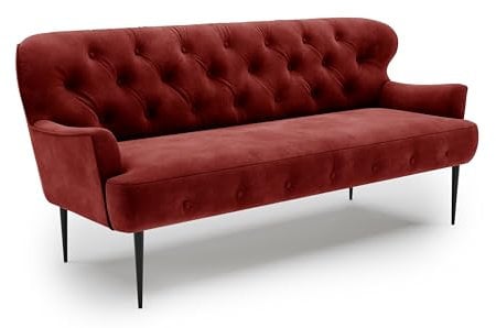 CAVADORE 3-Sitzer Küchensofa Amba, Trendige Sitzbank für Küche oder Esszimmer / 193 x 97 x 87 / Hochwertiges Mikrofaser: Rot