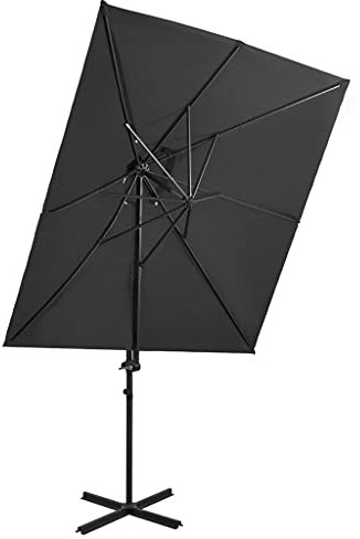 Générique Parasol déporté à Double Toit Anthracite 250x250 cm,Maison & Jardin,Pelouses & Jardins,Vie en extérieur,Parasols & voiles d'ombrage,Anthracite,34.28 LB,312362