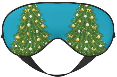 BREAUX Schlafmaske mit weihnachtlichem Baumdruck, doppelseitig, verdunkelnd, für Reisen