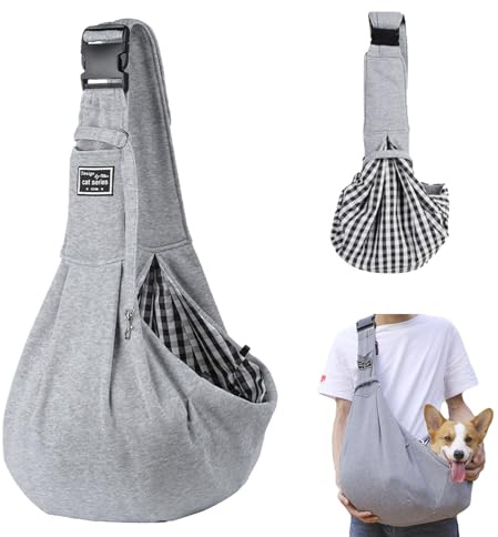 Hundetragetasche, Verstellbare Tragetasche Hund, Hundetragetasche Bis 15kg, Geeignet für Spaziergänge mit dem Hund und Picknicks im Freien, Radfahren Transporttasche Hundetasche (Asche)