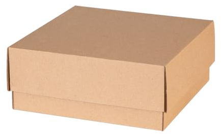 Paxit - Karton mit Deckel 30 Stück Set, Geschenkbox mit Deckel, Geschenkkarton Robustes Material, Karton Box Praktischer Stauraum, Pappbox mit Deckel - 200x200x85 mm - Natürlich