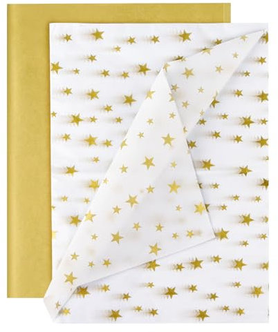 BETESSIN 20 Bögen 50x70cm Seidenpapier Gold & Weiß-gold - Weihnachten Seidenpapier Verpackungsmaterial - Weihnachtsgeschenkpapier für Geschenkverpackungen für Geburtstag und Weihnachten