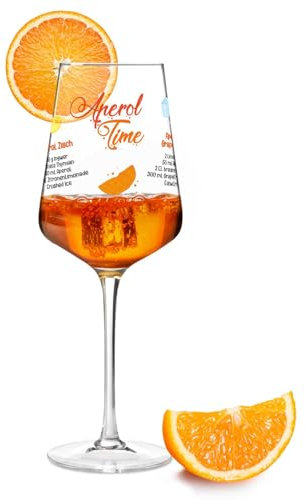 GRAVURZEILE Leonardo Aperol Spritz Verres à vin – Recette de l'Aperol – Verre à vin avec impression UV – Cadeau pour femme, maman, petite amie et homme – Cadeau pour les amateurs d'Aperol
