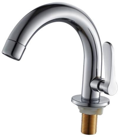 Angoily Grifo De Cascada Acero Inoxidable Lavabo Individual Frío Metal Elegante Resistente