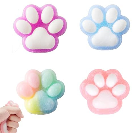 4 Stück Taba Squishy, Fufu Squishy, Squishy Toy, Süße Weiche Katzenpfoten Quetschspielzeuge, Stressabbau Fidget Toys, Soft Cat Paws Squishy Toy, Mädchen Und Jungen Zum Entspannen (Zufällige Farbe)