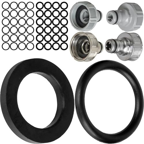 Ersatz Dichtungen Mix Set, 50 Stück, für G 3/4 Zoll Garten Systemteile, kompatibel mit Gardena 26,5 mm Hahnverbinder, 15280, 18201, 18241, 2801, 938, Gummi, Ø 22,3 x 17 O-Ring, 24 x 16 mm Dichtring