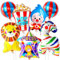 ALEGRE Zirkus Deko Tiere Folienballon,7 Stk Karneval Deko Ballon Set mit Löwe Zebra Clown Deko Luftballon,Zirkus Luftballons Karneval Dekoration,Zirkus Helium Ballon für Geburtstag Clown Themen Party