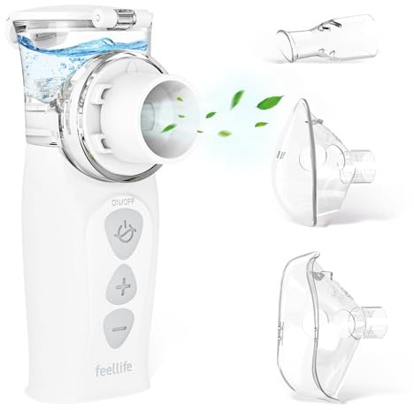 FEELLIFE Inhalationsgerät Kinder Inhalator Erwachsene Vernebler Inhaliergerät Baby Wiederaufladbarer Leiser Handinhalator Air Pro VIII mit AIMESH-Technologie für Kinder Erwachsene Baby