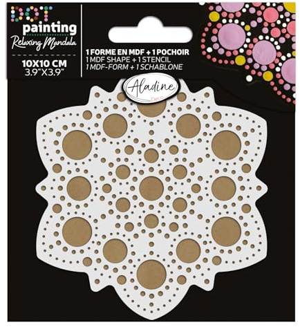 Aladine - Mandala-Set 10 cm in Dot Painting – Mandala-Set mit Mandala-Schablone & Ständer aus Holz – 85499