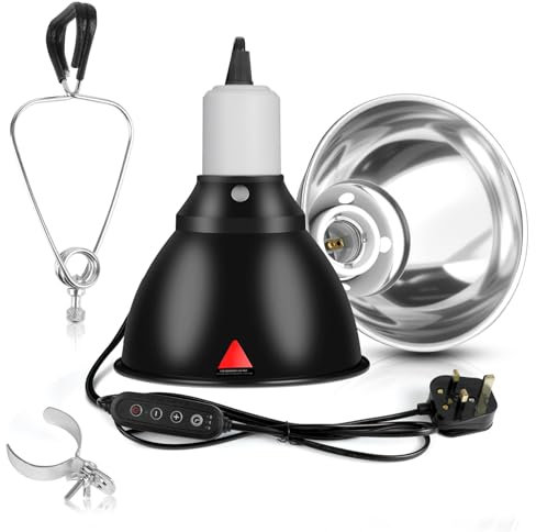 HOTUT Tortoise Heat Lamp with Clamp, Dimmable UVA UVB Light Reptile Kit for Terrapin Tank Vivarium, Reptile Heat Lamp with Timer, Terrarium Hood Light for Tortoise, Snake, Frog, Lizard, Chicks
