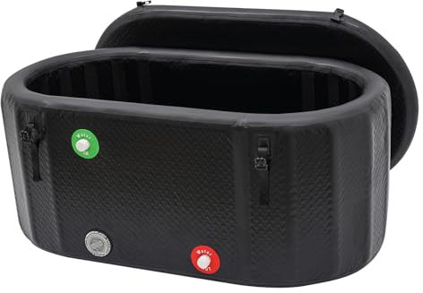 Xigner Bañera de hielo 370L para terapia de agua fría, bañera de hidromasaje portátil inflable con cubierta, bañera de PVC para deportistas, regeneración, interior y exterior