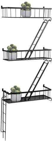 Refein Schweberegal mit 3 Etagen, Wandmontage, modernes Feuerflucht-Design, Ausstellungsregal für Zuhause und Büro, platzsparender Organizer für Bücher, Pflanzen und Sammlerstücke, 30 x 10,5 x 86 cm