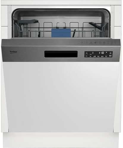 Beko BDSN28460X Teilintegrierter Geschirrspüler, Edelstahl-Bedienblende, Digitales Display