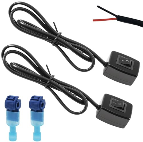 Joycabin 2 Stück Kippschalter 12V Kfz Schalter mit Selbstklebender Rückseite, 75cm Kabel für die Steuerung der Autolichtelektronik, Industriesteuerung, Elektronikexperimente