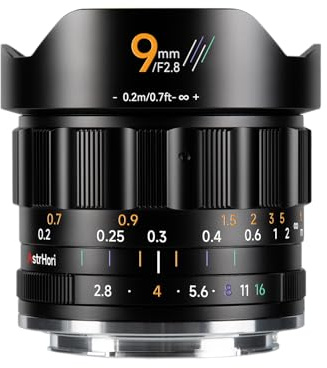 AstrHori 9mm F2.8 APS-C Ultraweitwinkelobjektiv M43 Mount, 111,4° Ultraweitwinkel-Sichtfeld, Kompatibel mit Olympus und Panasonic Micro Four Thirds MFT M4/3 Kameras