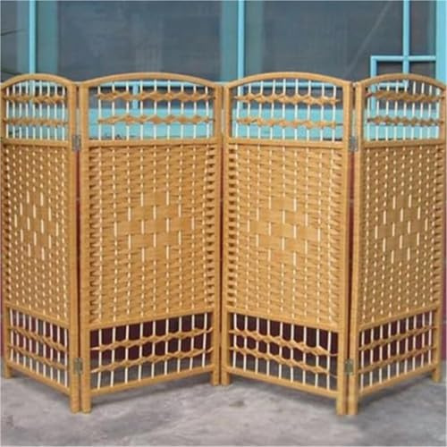 paravent raumteiler Kurzer, Faltbarer Sichtschutz, 50 60 70 80 90 100 110 120 cm Hoch, Rautenförmig Gewebtem Fasermaterial, Tragbarer, Faltbarer Sichtschutz(B-5 pcs,H W 100cm x 30cm)