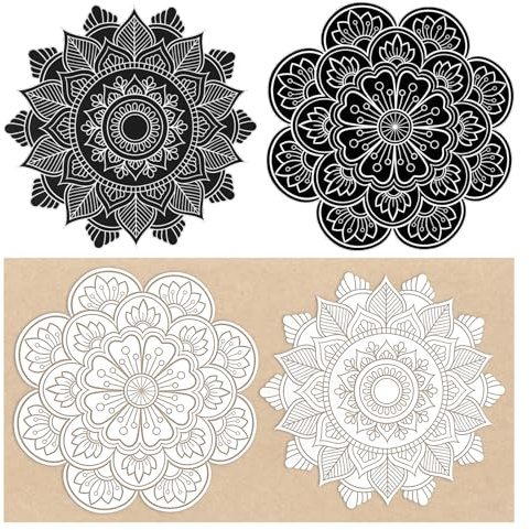 2 Sets Stencil Mandala Stencil Schablonen Zeichnen Set 2 Muster | Wiederverwendbare Kunststoff Wandschablone DIY Handwerk,zum Malen an der Wand Boden Fliese Kissen Dekoration 45.9*24.6 cm