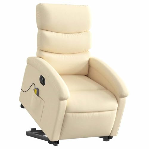 Vorpalize Sedia a sdraio elettrica con ausilio per alzarsi, in tessuto color crema, poltrona relax elettrica con funzione di vibrazione, poltrona da giardino, sedia da giardino, per balcone e