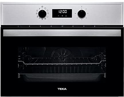 Teka HBC 625 P - Horno Compacto Pirolítico Multifunción de 45 cm con 8 Funciones de Cocinado, Sistema de Limpieza Dual Clean, Touch Control, Calentamiento Rápido, Color Acero Inoxidable
