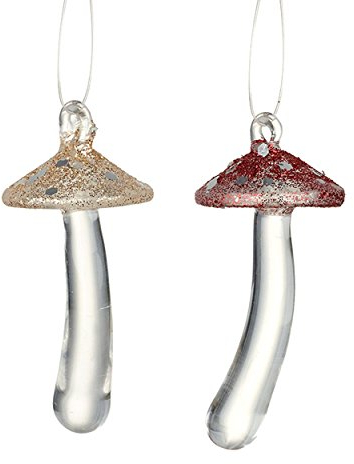 Weihnachtsbaumschmuck Fliegenpilz aus Glas, 7 cm, 2 Stück