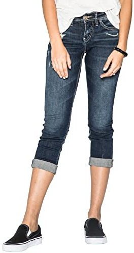 Silver Jeans Co. Damen Suki Capri-Jeans mit mittlerer Leibhöhe