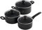 Kuhn Rikon, Bateria de Cocina Easy Induction , Set de 3 piezas: Cazo 1,5L/16 Cm y Cacerolas de 3L /20 m y 5L/ 24 Cm. , Tapa de Cristal, Aluminio Negro con Antiadherente de 3 Capas Libre de PFOA