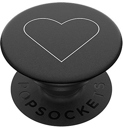 PopSockets 800667 PopGrip - Ausziehbarer Sockel und Griff für Smartphones und Tablets mit einem Austauschbarem Top - White Heart Black