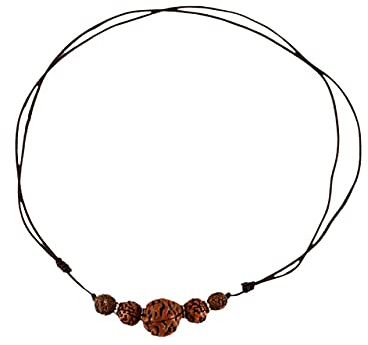 Buddha Figuren BUDDHAFIGUREN Schmuck Kette Braun aus 5 Rudraksha Samen