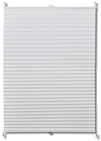 yorten Plissee Klemmfix Plissee Faltrollo Crepe Stoff Weiß Breite 110cm Länge 125cm Einstellbar ohne Bohren